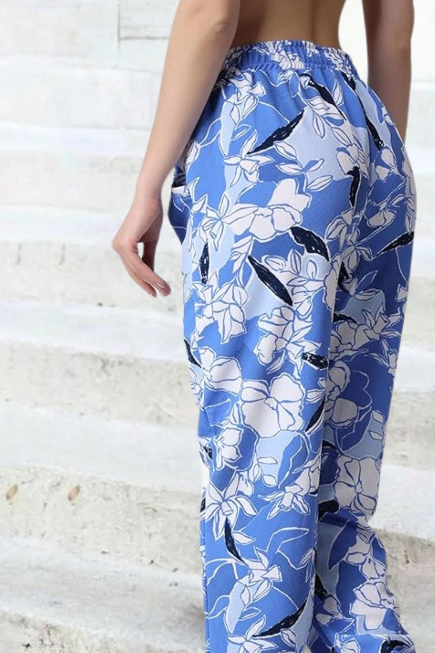 POPWINGS Casual Printed Womens Joggers for Summer || Latest Stylish Western Pull-On Pants || Azure Blue