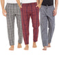 XYXX Mens Super Combed Cotton Checkered Checkmate Pyjamas [Pack of 3] Elasticated Waist, Drawstring | Loungewear for Men in Red