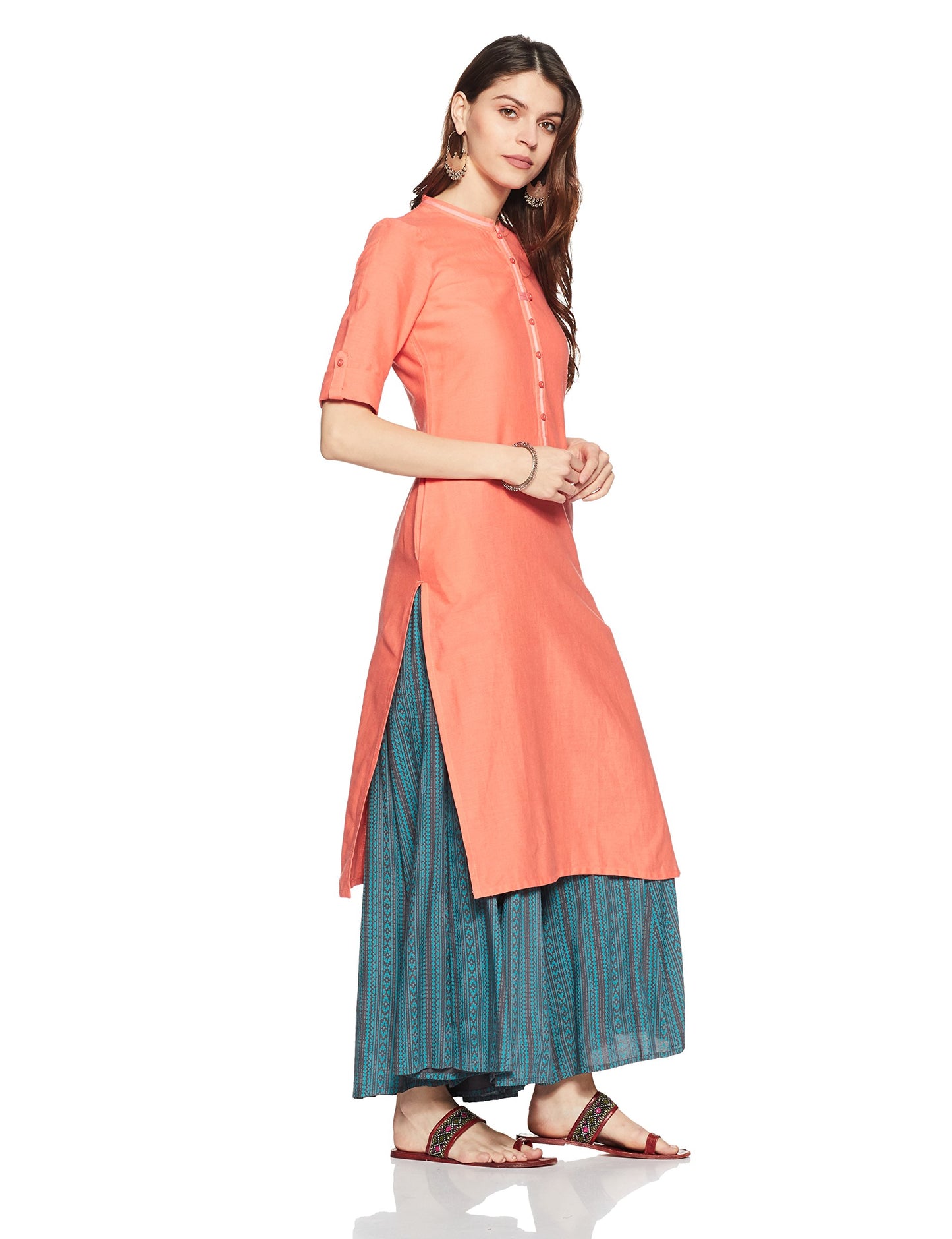 Aurelia Women's Blended Regular Fit Solid Regular Kurta