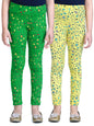 Girls Regular Fit Ankle Length Cotton Leggings (Pack Of 2)