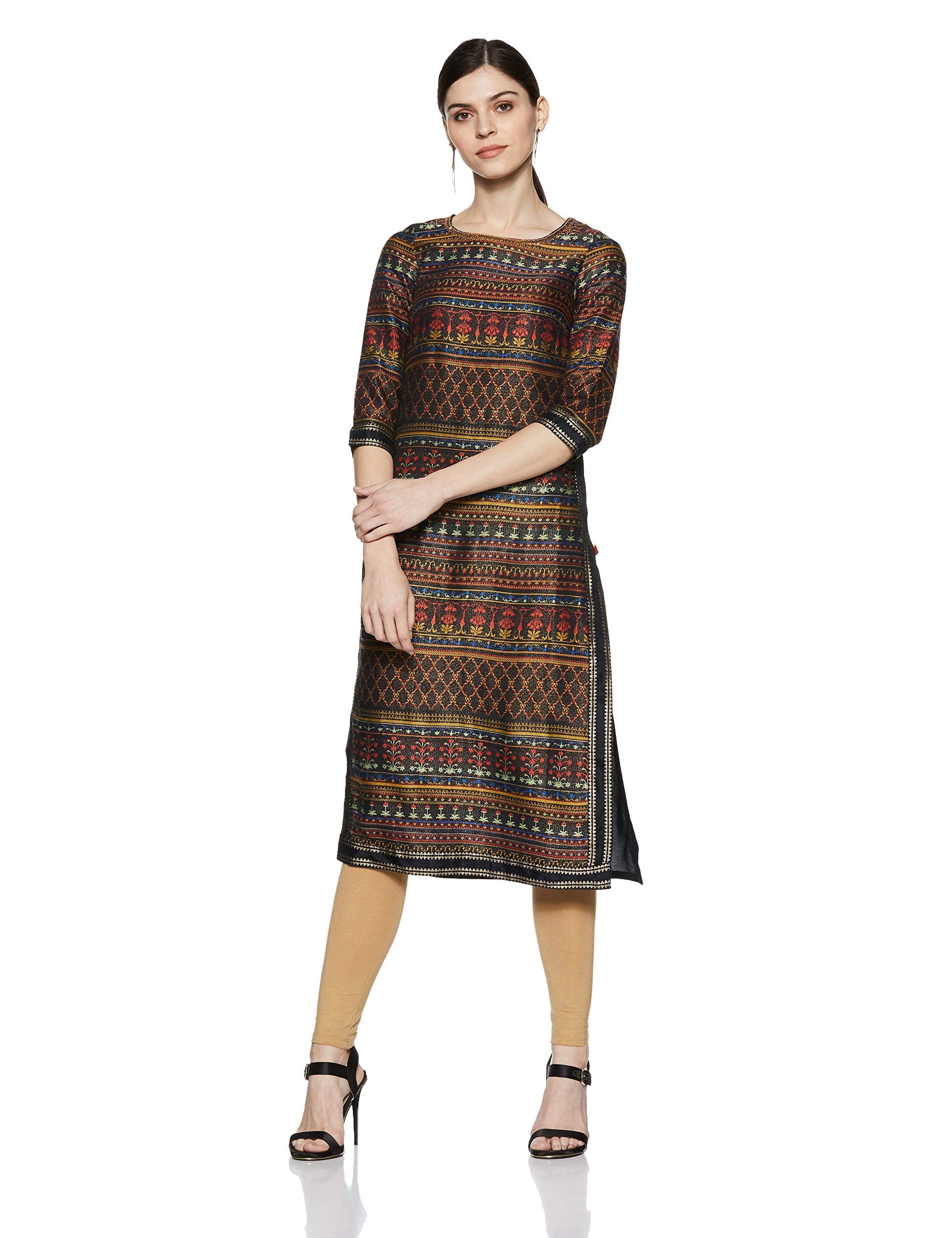 W for Woman Women's Blended Solid Straight Kurta