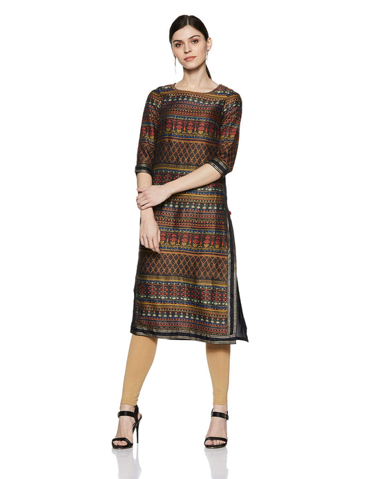 W for Woman Women's Blended Solid Straight Kurta