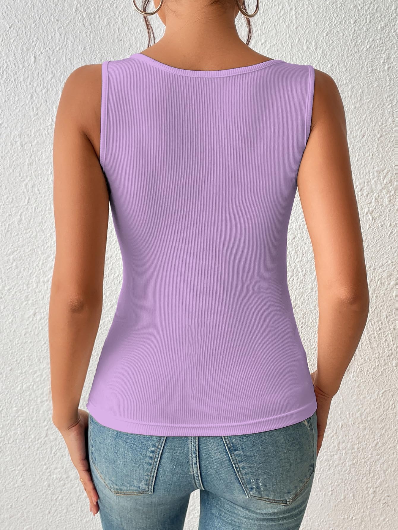 Sugathari Womens Purple Cut Out Asymmetrical Neck Rib Knit Jeans Korean Trendy Tank Western Tops for Women Stylish (T-Shirt 182
