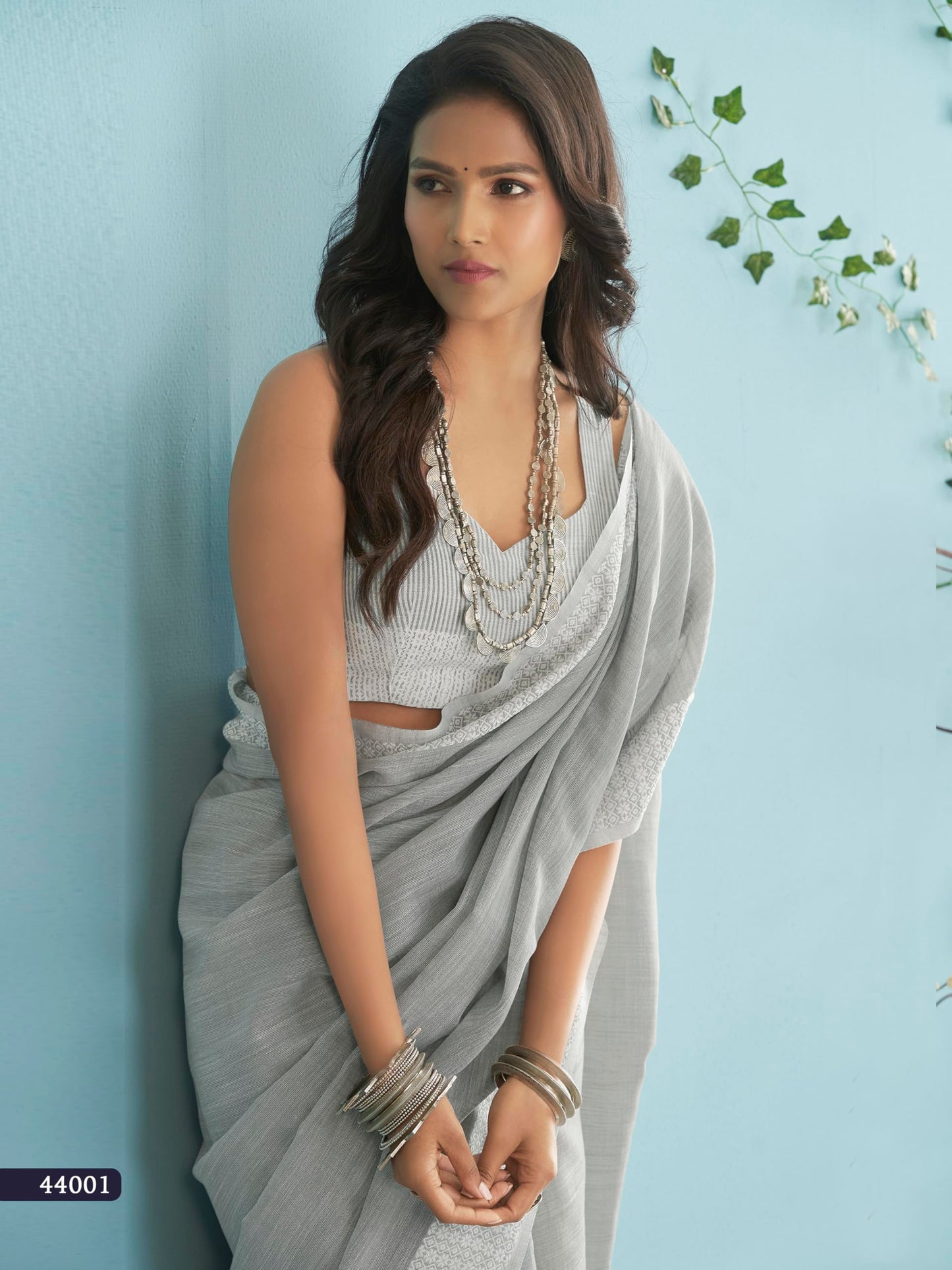 Pujia Mills WomenS Soft Linen Indian Ethnic Wear Saree Casual Wear Saree Professional Wear Women Cotton Saree Cream & Black Sar