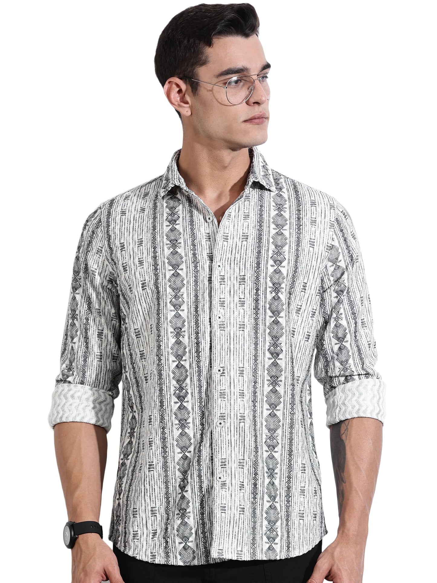 Thomas Scott Men Cutaway Collar Slim Fit Casual Shirt(TS1666_Grey)
