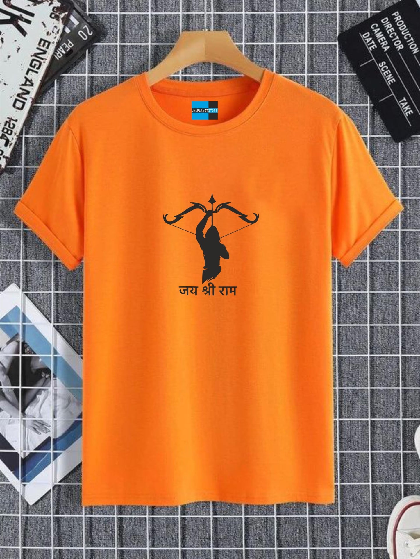Uniplanet Store MenS Cotton T Shirt With Graphic Pattern Collarless Round Neck Half Sleeves Regular Fit And Standard Length Mul