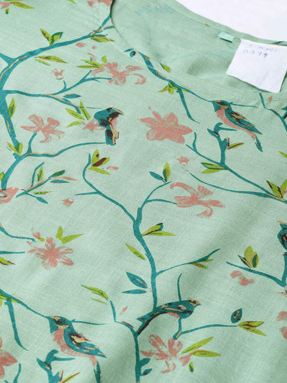 Idalia Multicolour Bird Print Kurta Set