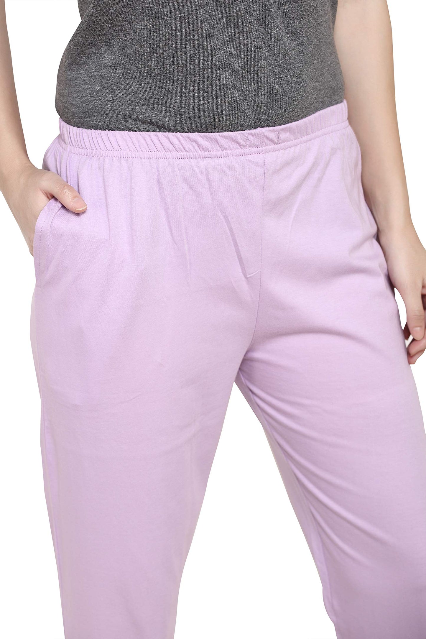 Evolove WomenS Cotton Round Neck Short Sleeves Night Suit Set/Top Pyjama Set Super Soft Comfortable (Light Purple, Npskn1460Pe-