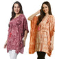 Tee Projekt Casual Crepe Kimino Sleeves Womens Kaftan Dress ll Kaftan Casual & Everyday Kurta (Pack of 2) Pink-Orange