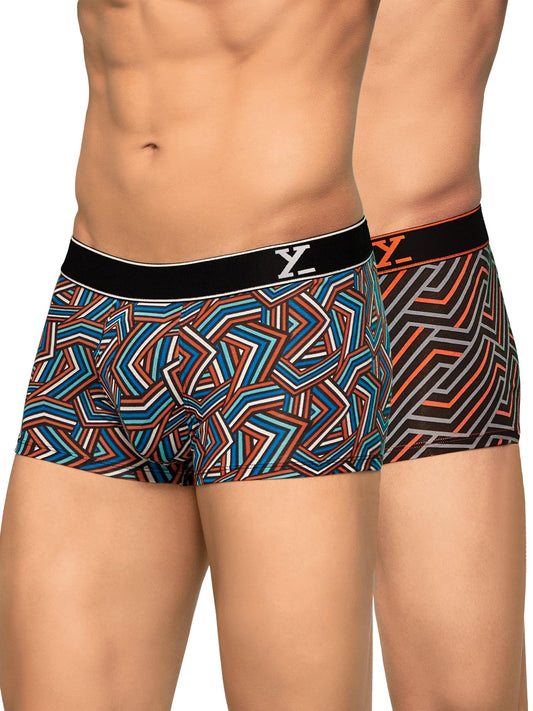 XYXX Mens Cotton Striped (Pack of 2) CR16_Trunk_01_2_3_Red Black Stripes