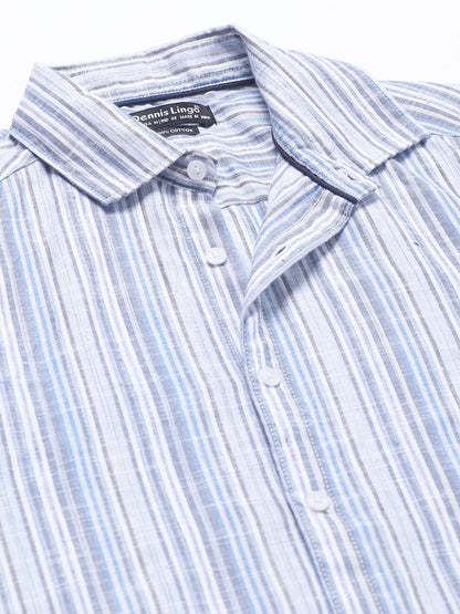 Dennis Lingo Blue MenS Slim Fit Casual Shirt