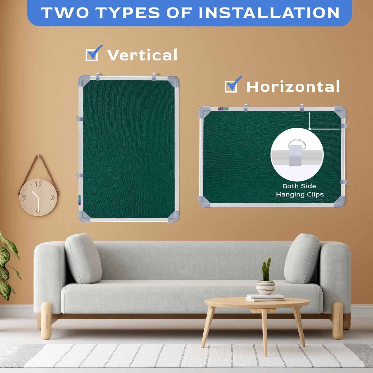 Eduway 2X3 Feet Small Pin Up Board/Notice Board/Bulletin Board/Soft Board/Display Board With High Resilience Foam Fabric For Sch