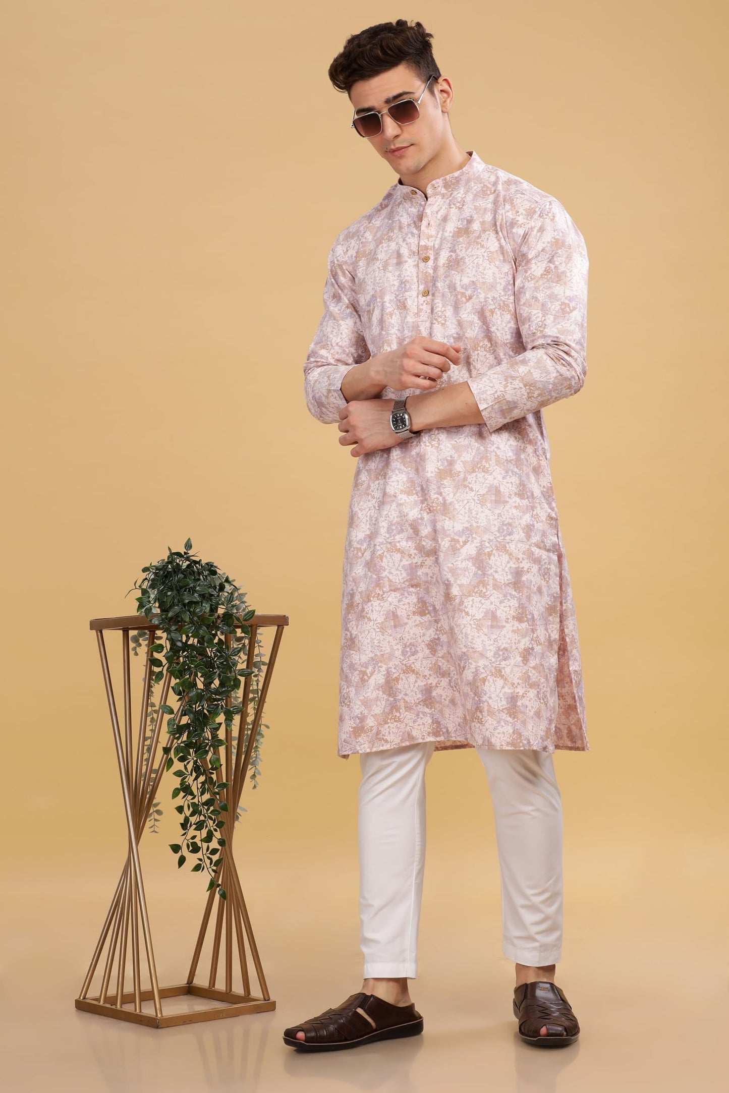Be Active MenS Cotton Regular Kurta (C-399-4_Pink