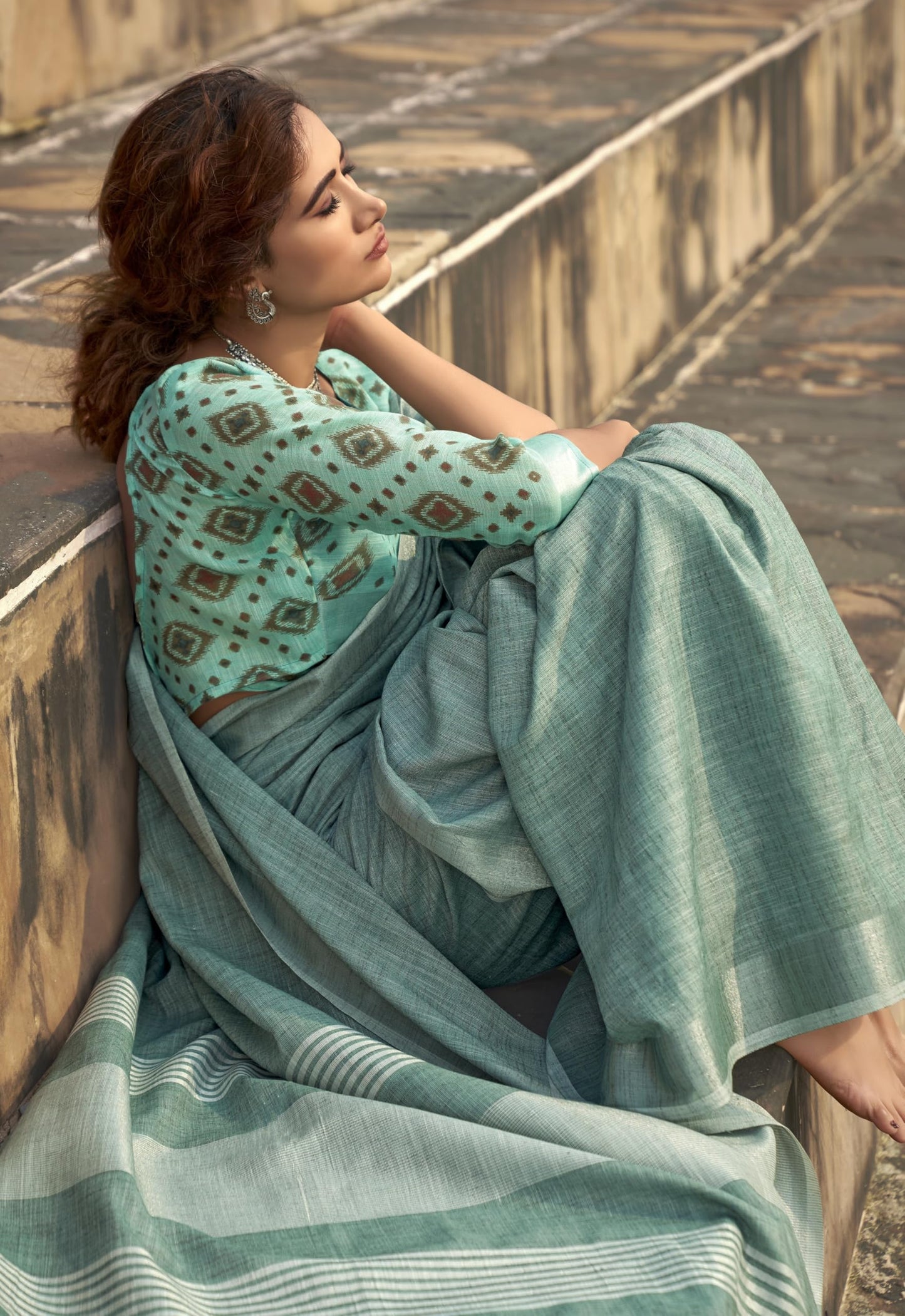Pujia Mills Woman Soft Linen Saree With Zari Woven Design Cotton Saree Zari Border Saree Indian Ethnic Wear Saree Cotton Saree C