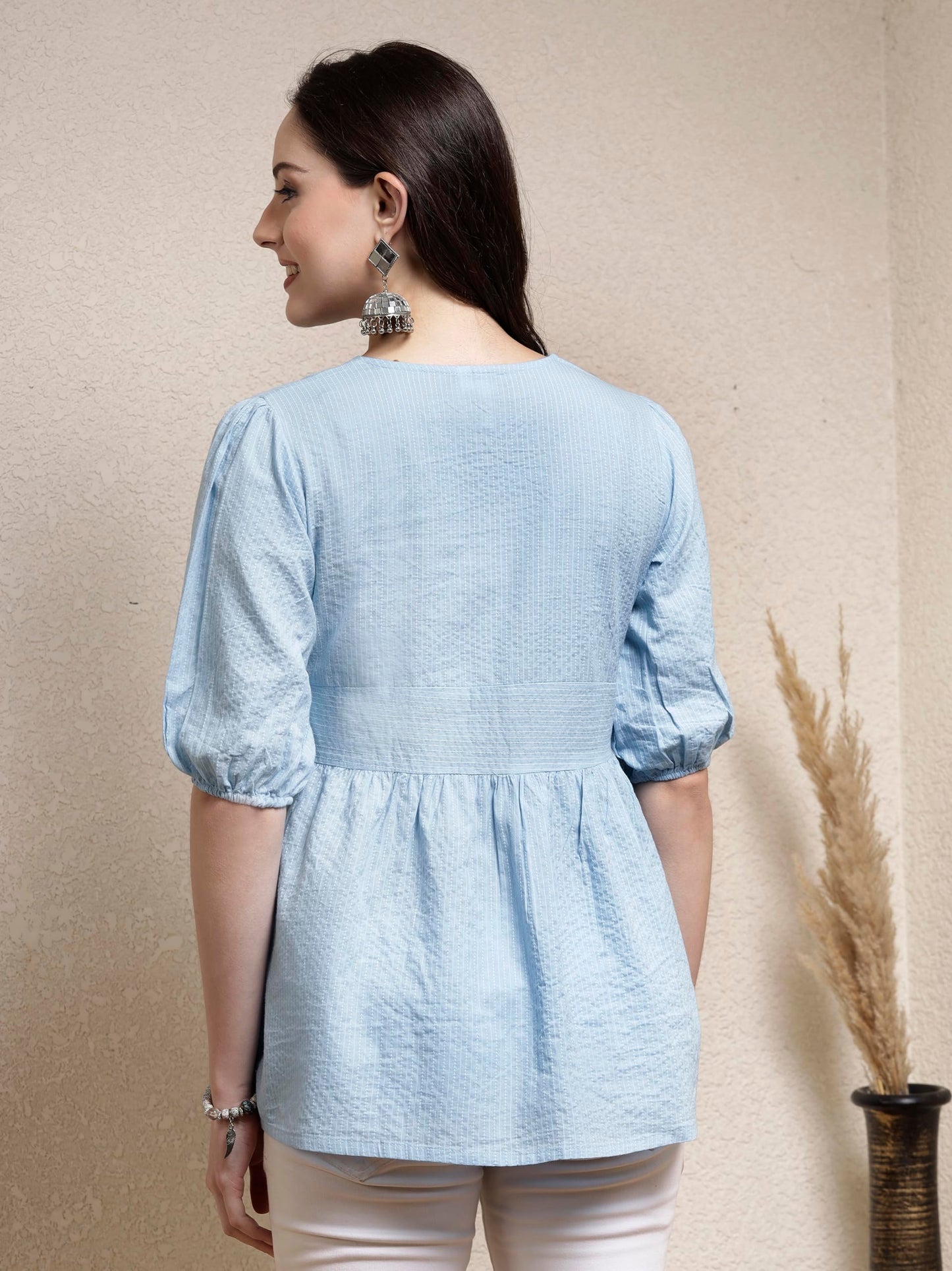 Stylum Womens Self Woven Kantha Cotton Top