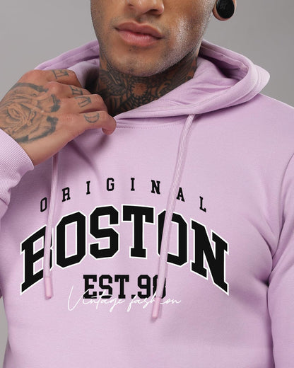 ADRO Men's Cotton Neck Hooded Sweatshirt (H24-BOST-PU_Lavender