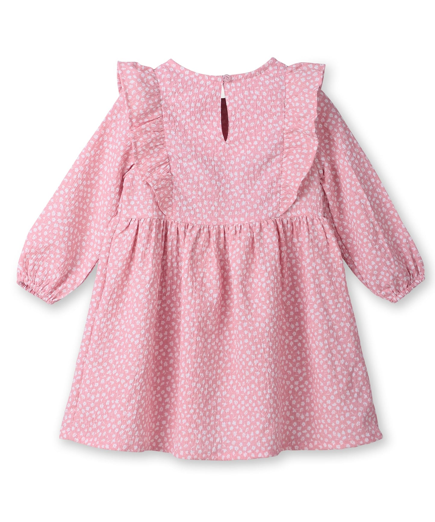 Beebay Kids Girls Abstract Print Ruffle Dress Light Pink