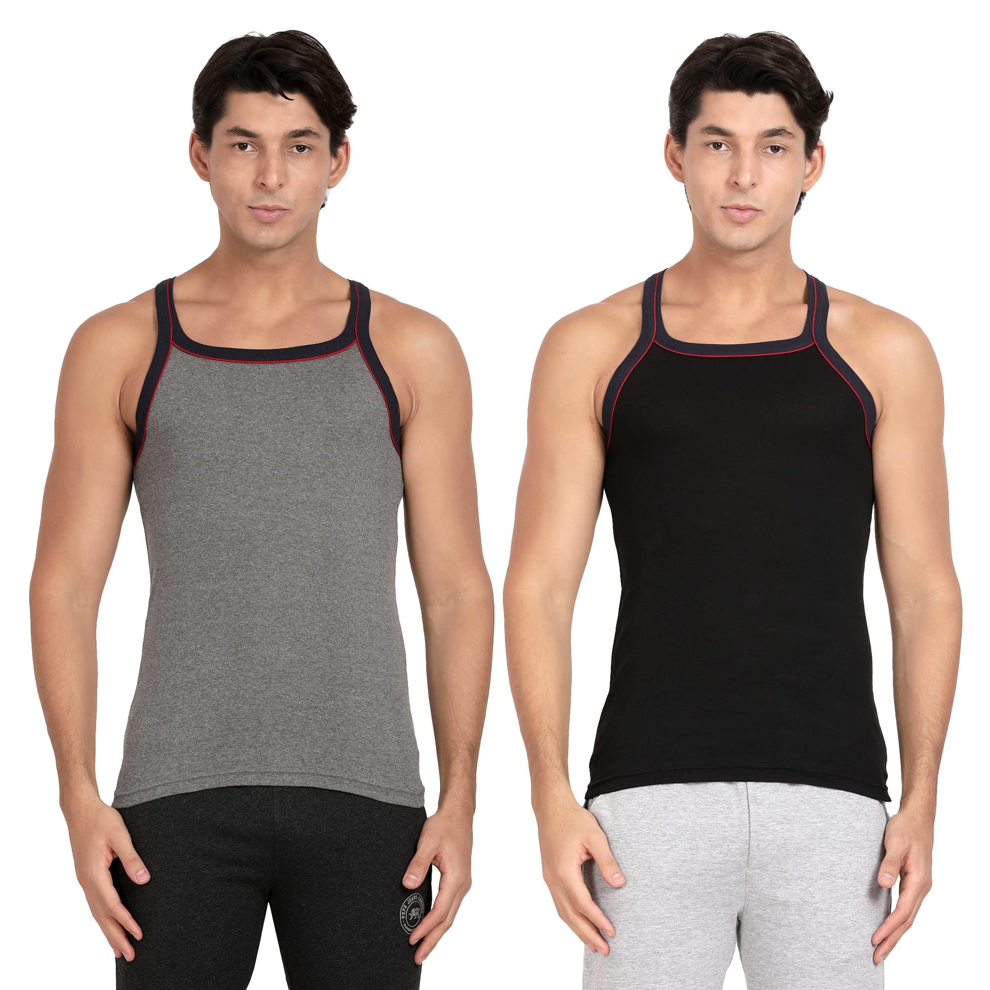 Pepe Jeans Innerwear Cotton Rich Solid Vest For Men - L (Pack Of 2)