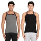 Pepe Jeans Innerwear Cotton Rich Solid Vest For Men - L (Pack Of 2)