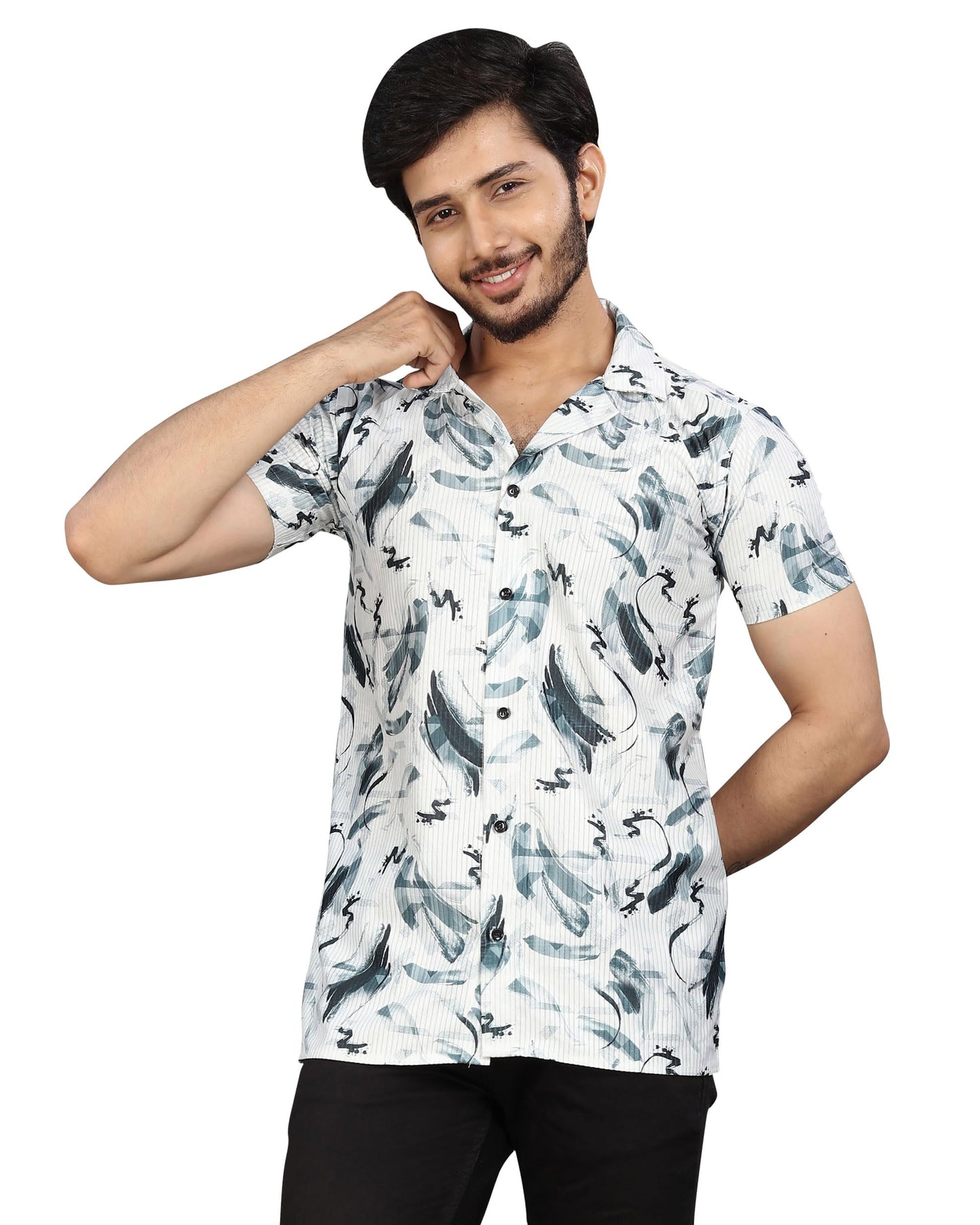 I Enterprise Half Sleeve Relaxed Fit MenS Casual Shirt | Cotton Blend Oversized Shirts For Men Loose Fit | Oversized Printed Sh