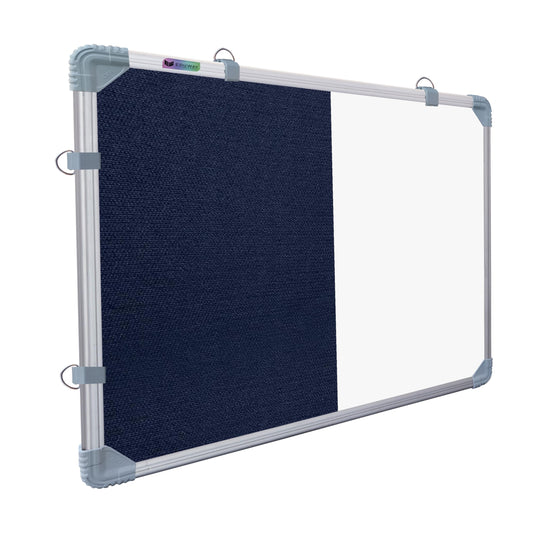 Eduway 1.5X2 Ft. Combination Board Non Magnetic Whiteboard With Blue Pin-Up Notice Board With 30 Push Pins For Home, Office & Sc