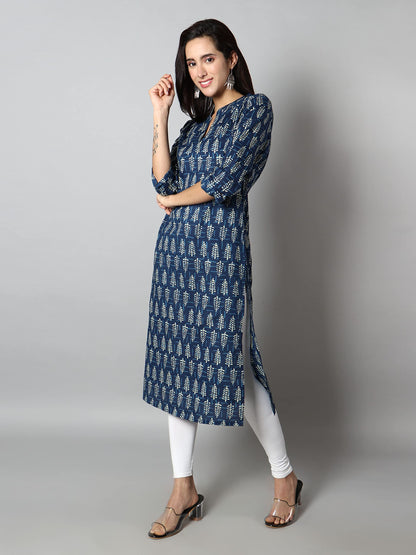 See Designs Blue, White Abstract Women's Kurta