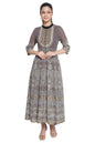 Aurelia WomenS Polyester Grey Printed Ethnic Dress With Inner Below The Knee (21Aud10362-501952 S)