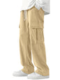 Indoprimo MenS Cotton Blend Trousers Cargo Style With Drawstring Both Side Pockets Solid Pattern Regular Fit And Long Length Cr