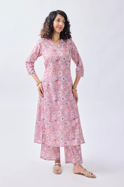 Toochki Salwar Suit For Women | Two Piece Salwar Suit For Women | Cotton Salwar Suit | Light Pink Floral Printed Salwar Suit | R