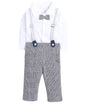 BUMZEE Dark Grey & White Boys Full Sleeves Shirt Pant Set With Suspender & Cap Age - 2-3 Years (Peb8584F-gry.wht)