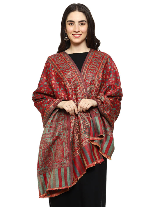 Weavers Villa Womens Kashmiri Woven Acro Wool Paisley Kani Ladies Shawl, 100cm x 200cm