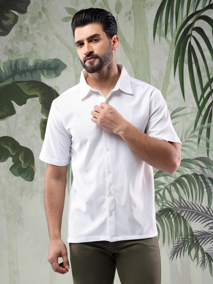 Kotty MenS Half Sleeve Solid Lightweight Polycotton Classic Fit Shirt(White,M)