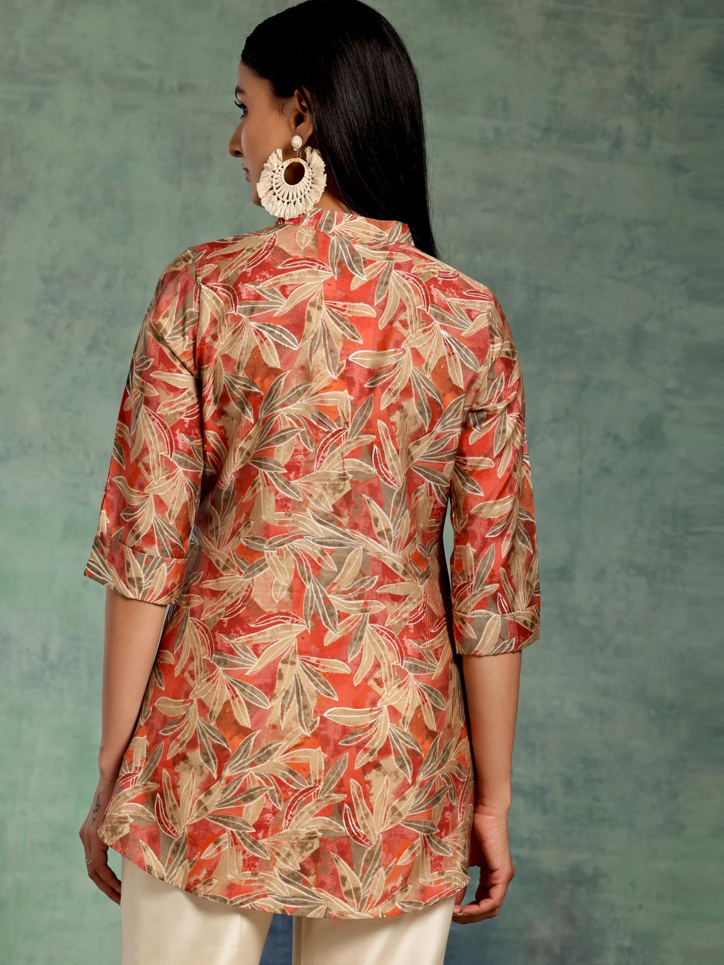Libas Womens Silk Blend Printed Straight Kurtis (37109_Beige