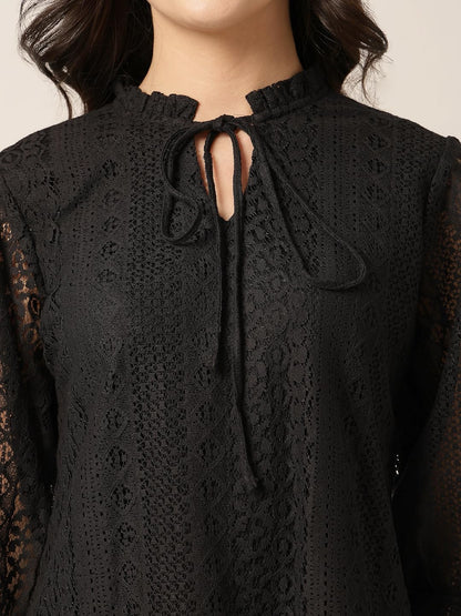 Style Quotient Women Black Lace Top