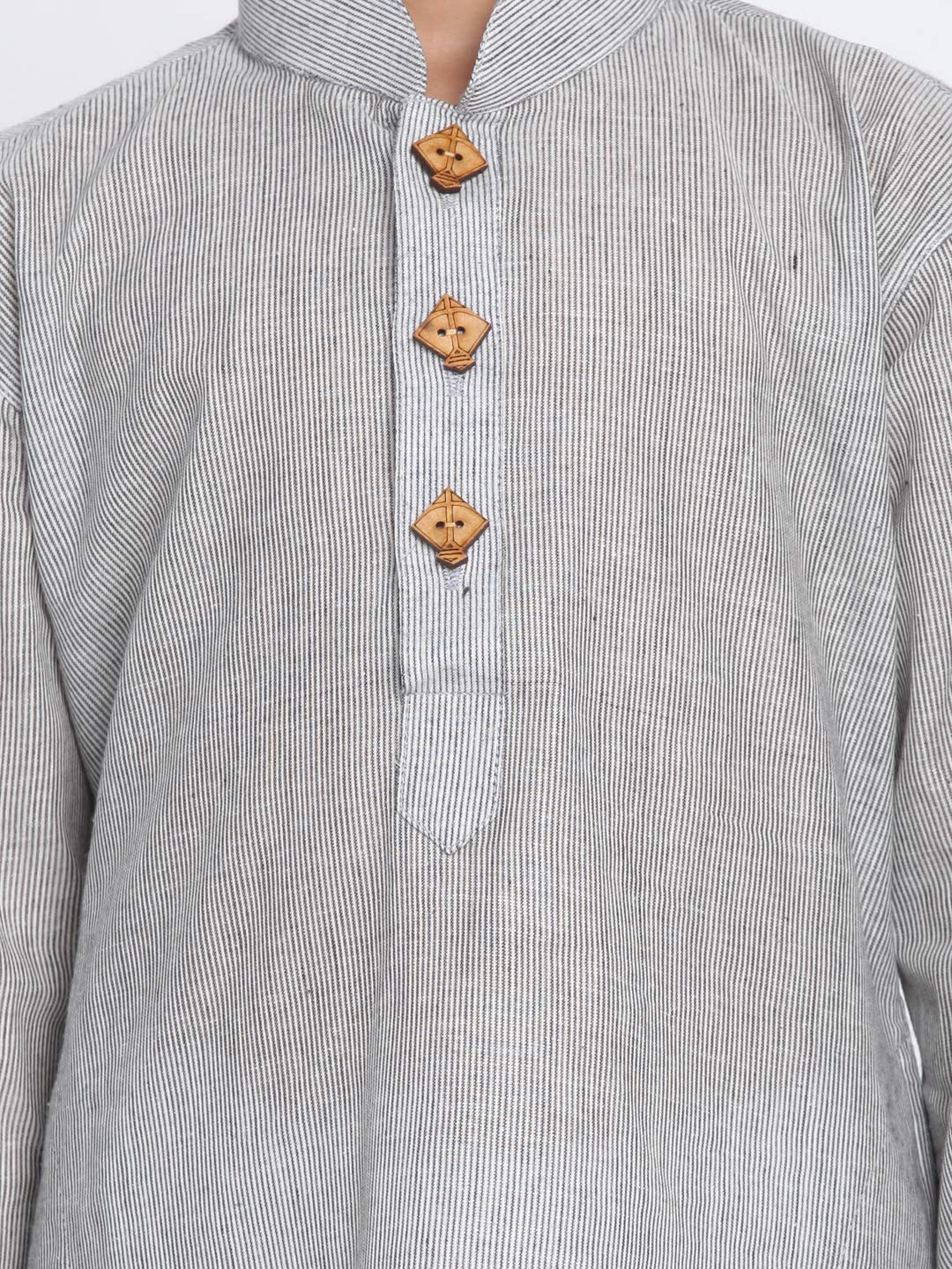 Jbn Creation Boys Pure Cotton Ash Grey And White Kurta Pyjama Set - Ethnic Elegance For Festivals | Comfortable Traditional Pure