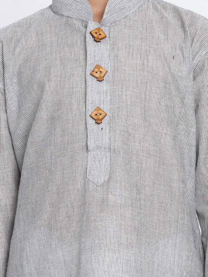 Jbn Creation Boys Pure Cotton Ash Grey And White Kurta Pyjama Set - Ethnic Elegance For Festivals | Comfortable Traditional Pure