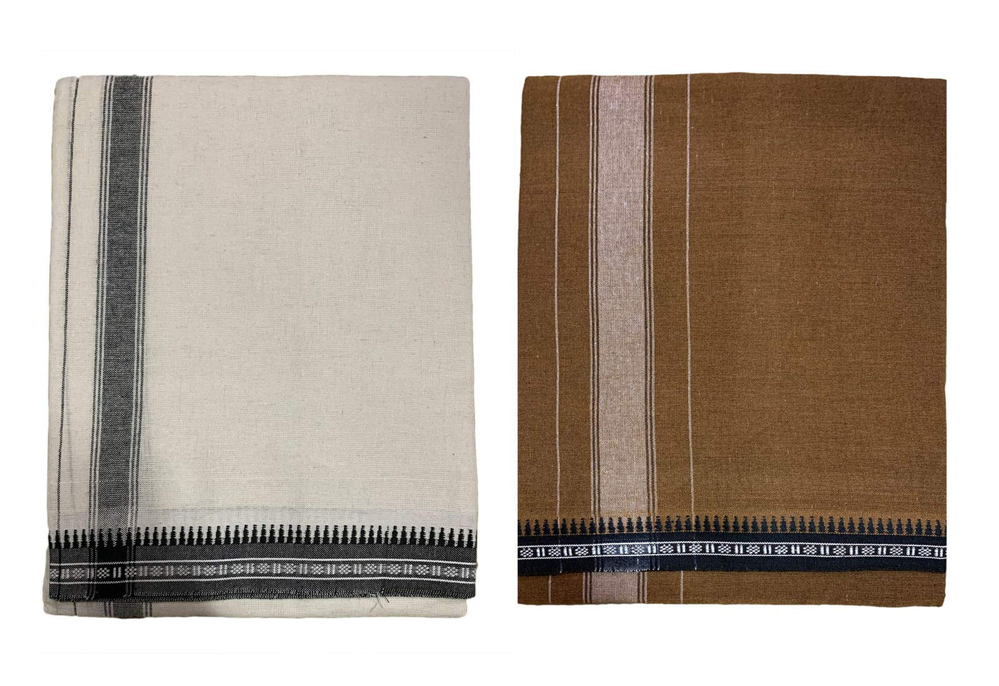 Prakasam Cotton Mens Colour Thalapathi Border Single Dhoti/Size1.28X2.00 Mtrs/Combo Pack Of 2 Dhoties