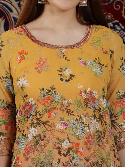 Aurelia WomenS Floral Printed Straight Kurta | Lightweight Round Neck Kurta For Women | Printed Kurta For Women | Beautiful Regu
