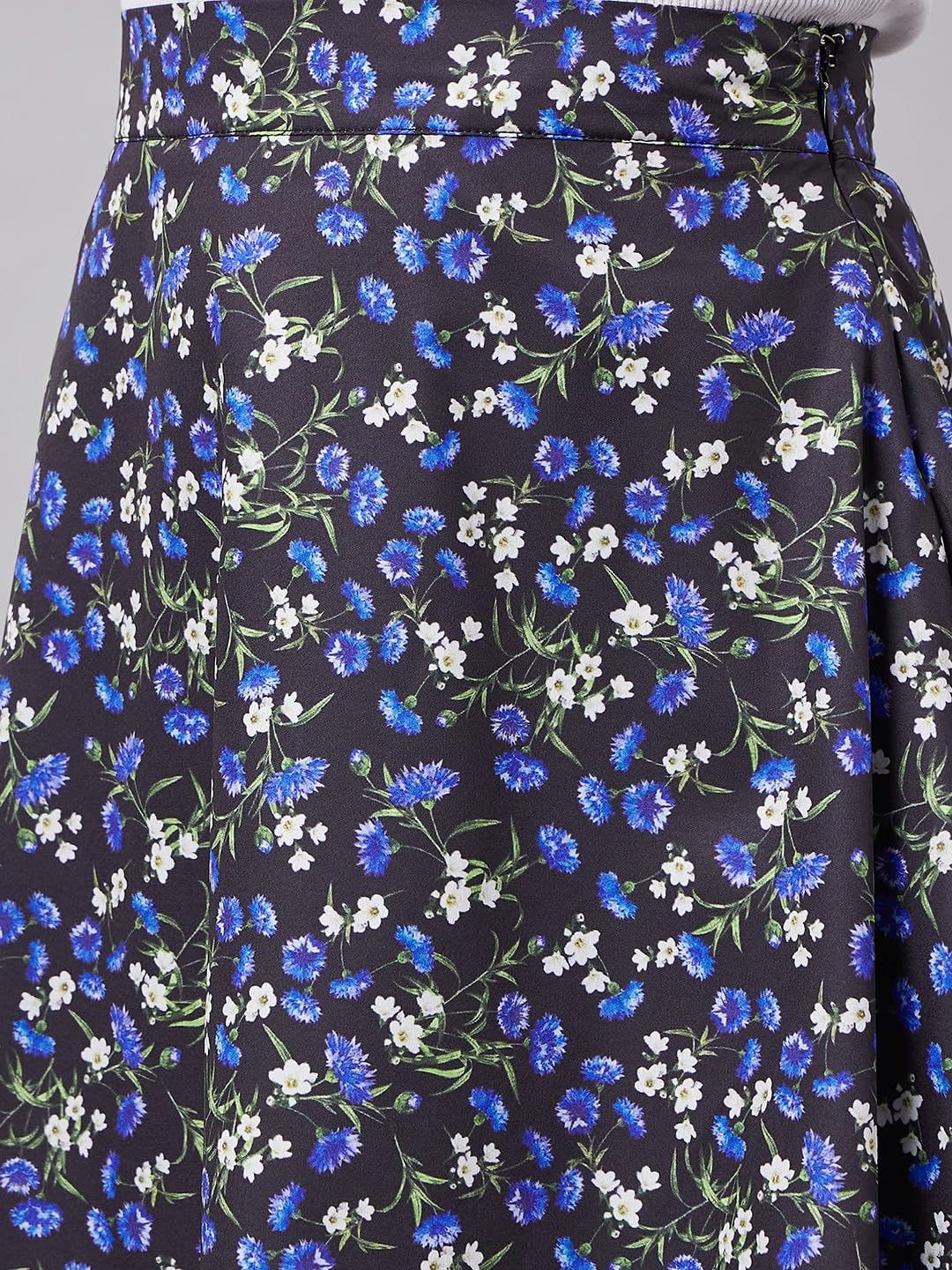 Style Quotient Women Blue, Black and Multi Floral Printed Polyester Mini Skirt