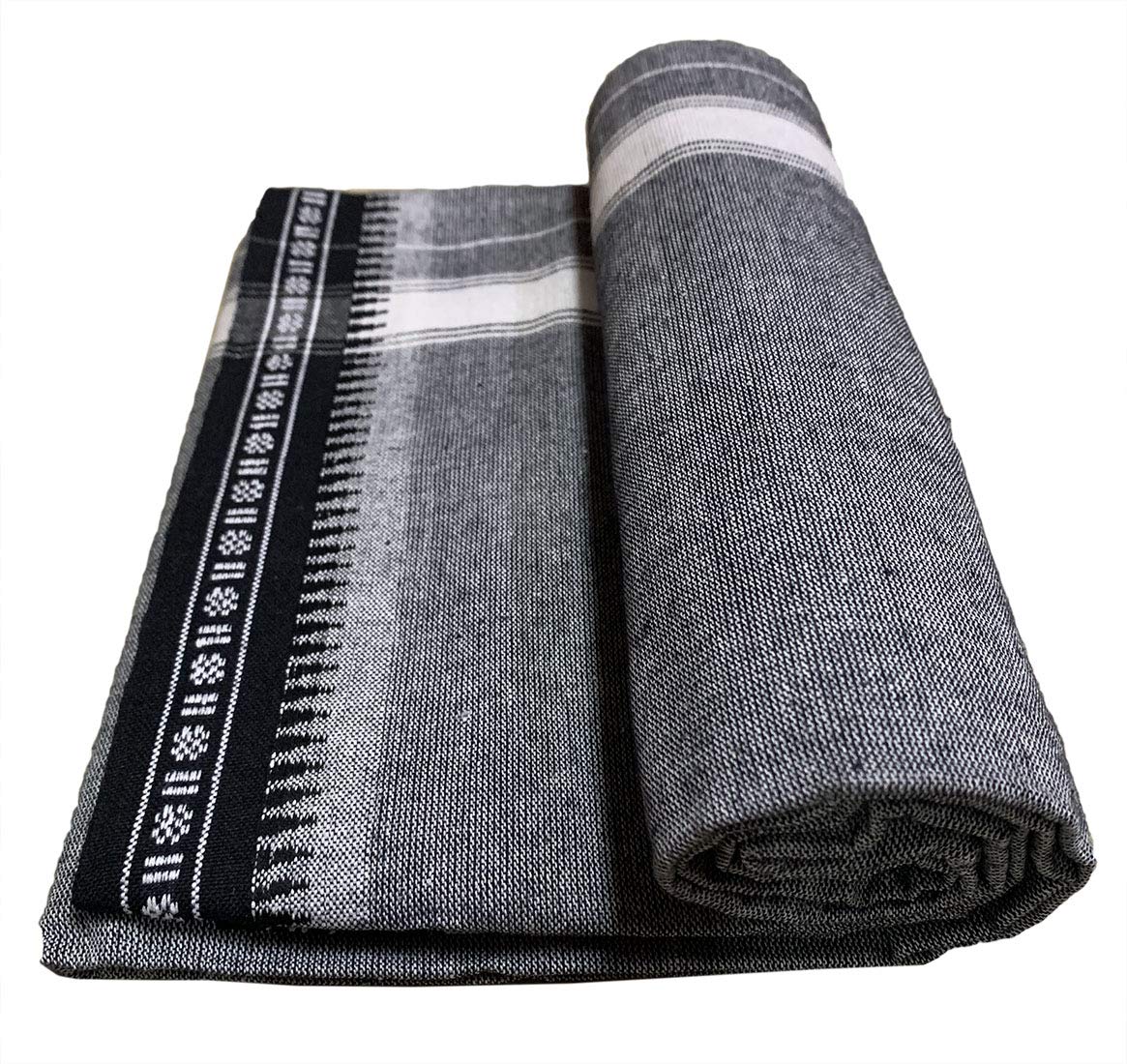 Prakasam Cotton Mens Colour Thalapathi Border Single Dhoti/Size1.28X2.00 Mtrs/Combo Pack Of 2 Dhoties