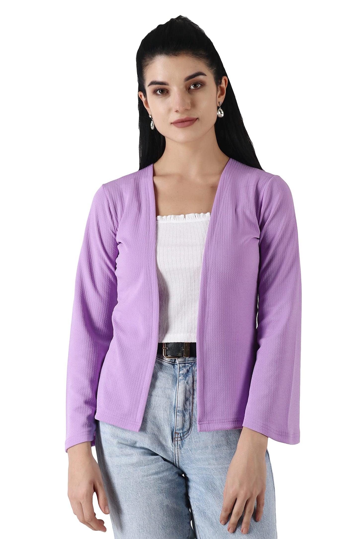 POPWINGS Women Lavender Regular Fit Blazer