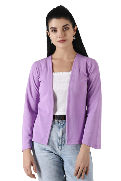 POPWINGS Women Lavender Regular Fit Blazer