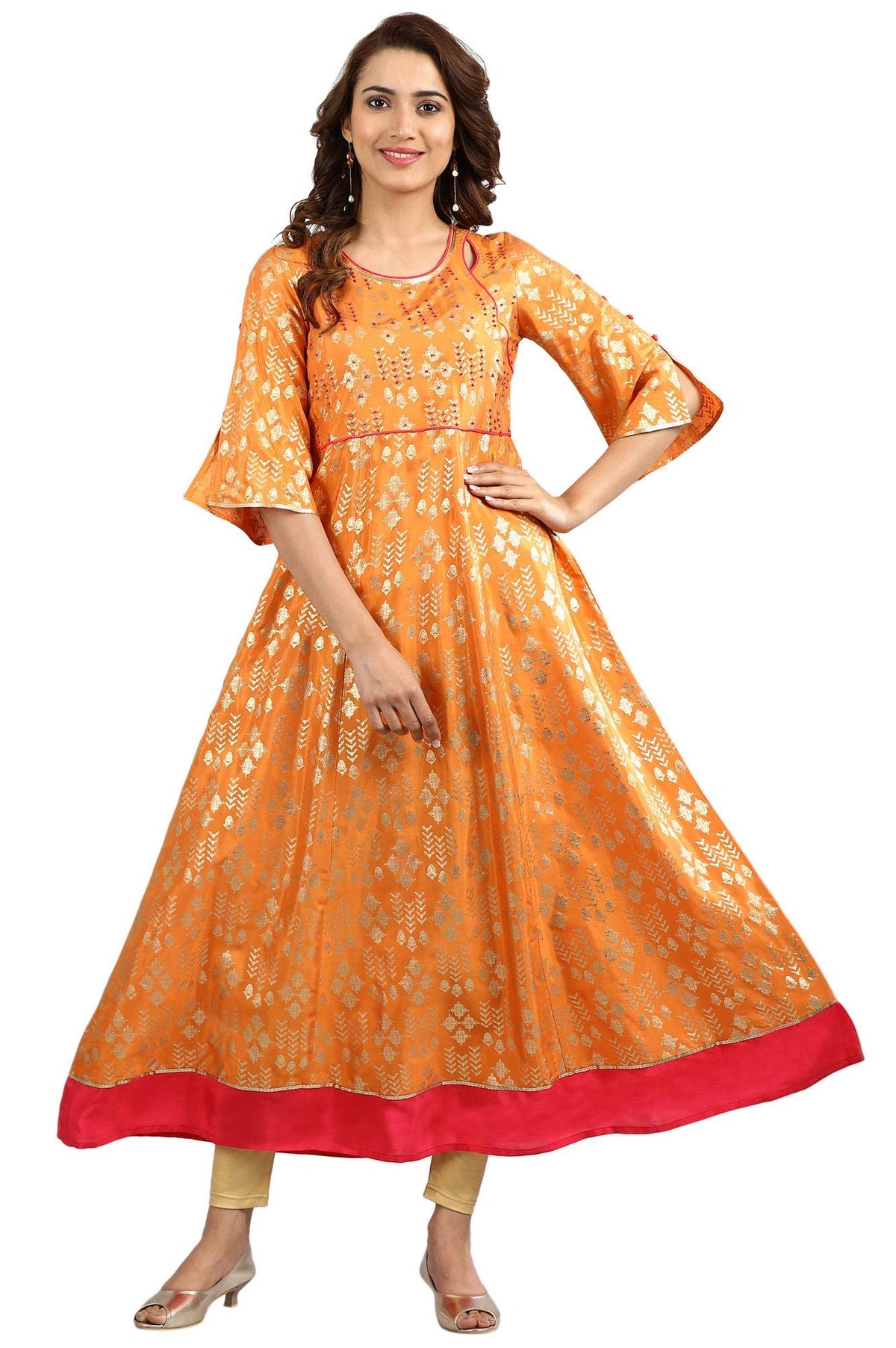 Aurelia WomenS Rayon Dress (19Aua10796-500616_Orange_L)
