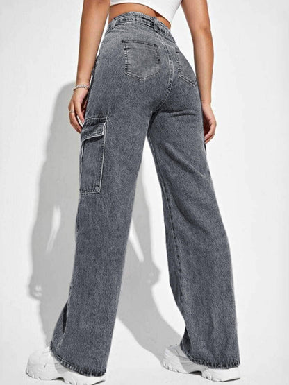 Noble Monk Women Cargo Jeans | High Rise Stretchable Baggy Wide Leg Denim | Boyfriend Jeans For Women