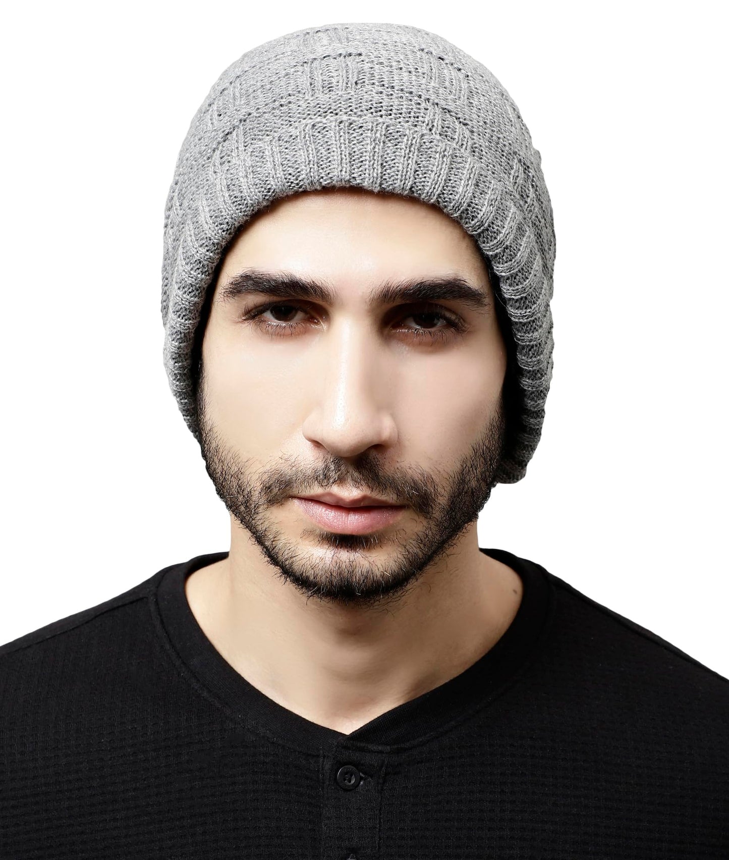 Weavers Villa Snow Proof Inside Fur Acro Wool Unisex Beanie Cap Knit Hat Thick Fleece Lined Winter Cap for Men & Women, Free Siz