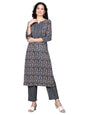 idaLia Indigo Blue Printed Cotton Kurta Set