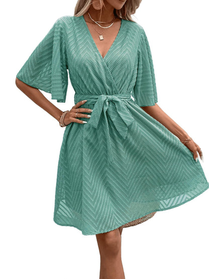 Tagas Women'S Georgette Fit And Flare Knee-Length Dress (Op-3002_Green_Xl)