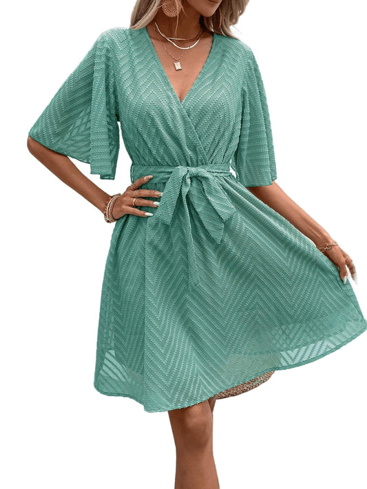 Tagas Women'S Georgette Fit And Flare Knee-Length Dress (Op-3002_Green_Xl)