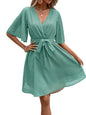 Tagas Women'S Georgette Fit And Flare Knee-Length Dress (Op-3002_Green_Xl)