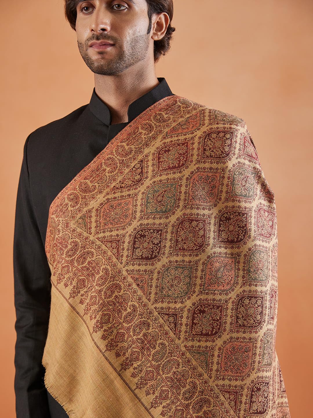 Pashmoda Men Shabnam Jamawar Shawl (Size: 101x203 Cm)